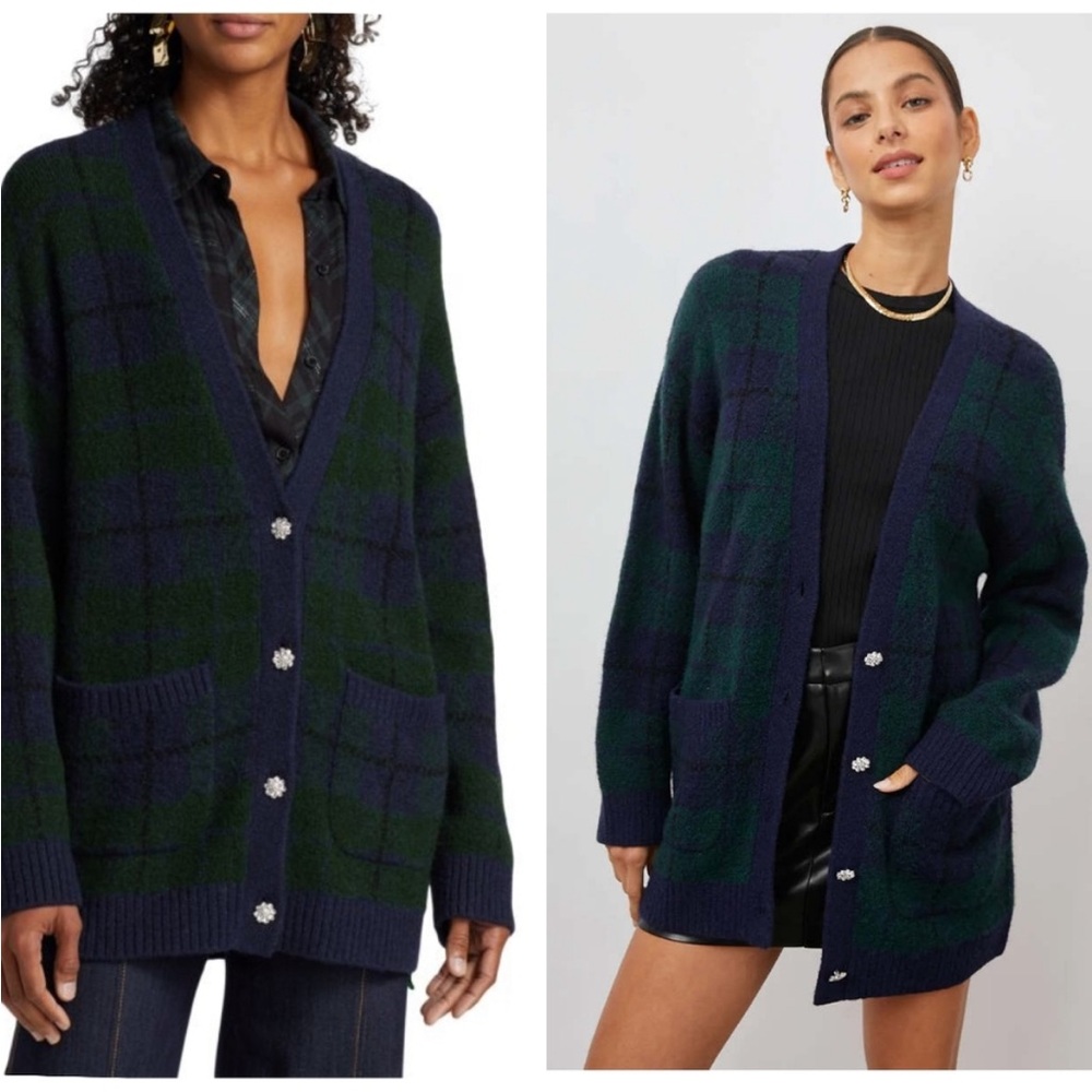 RAILS Runi Cardigan Navy Tartan Size Large